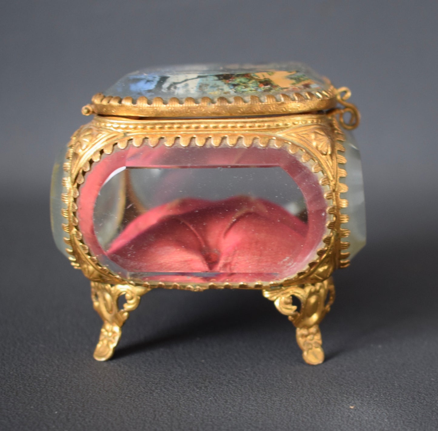 French Antique Ormolu Jewelry Casket Trinket Box Gilt Brass Paris Eiffel Tower - French Box