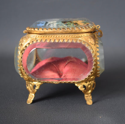 French Antique Ormolu Jewelry Casket Trinket Box Gilt Brass Paris Eiffel Tower - French Box