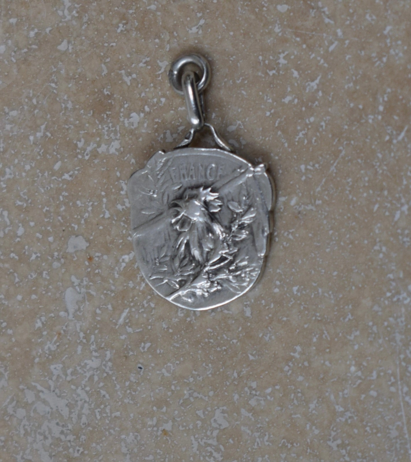 St Joan of Arc Medallion Silver Rooster