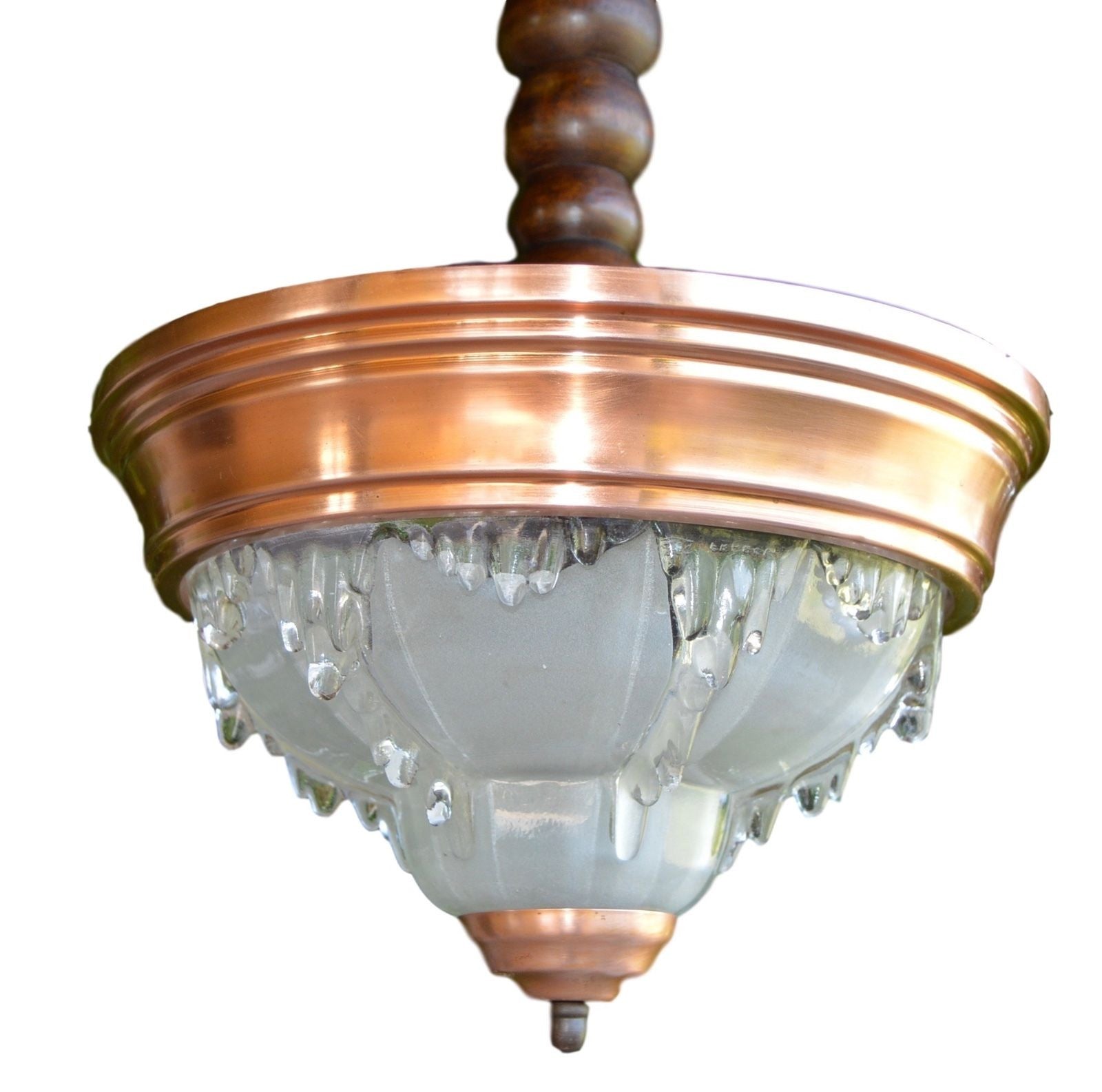 EZAN French Opalescent Glass Art Deco Chandelier Ceiling Lamp Light - Charmantiques