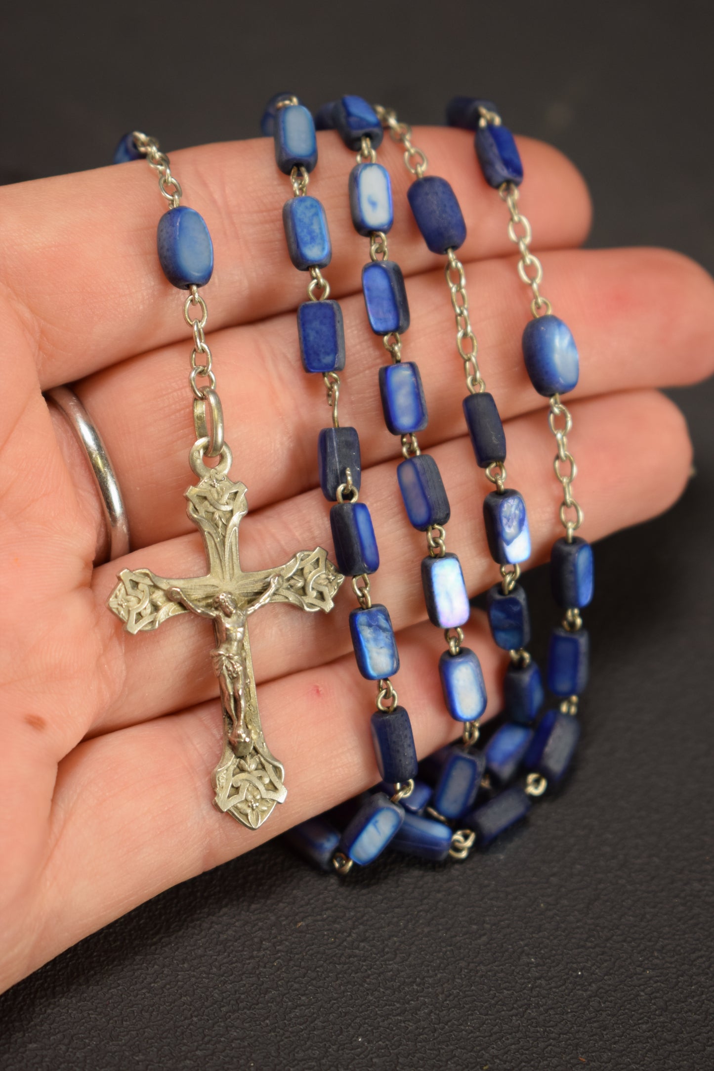 Pearly Blue Rosary