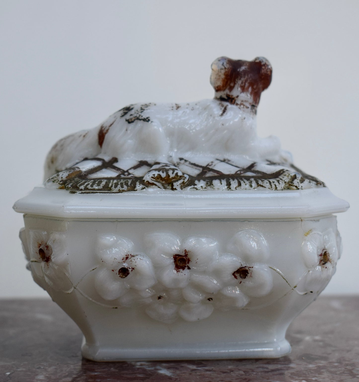 Boîte pour chien en verre de lait par Vallerysthal