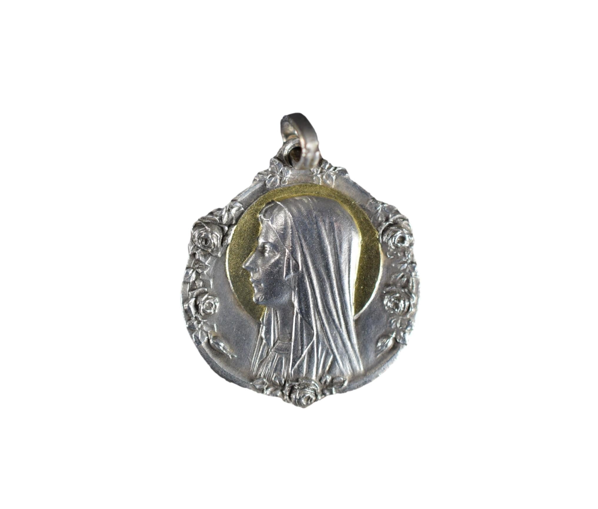Gold and Silver Lourdes Medal Pendant