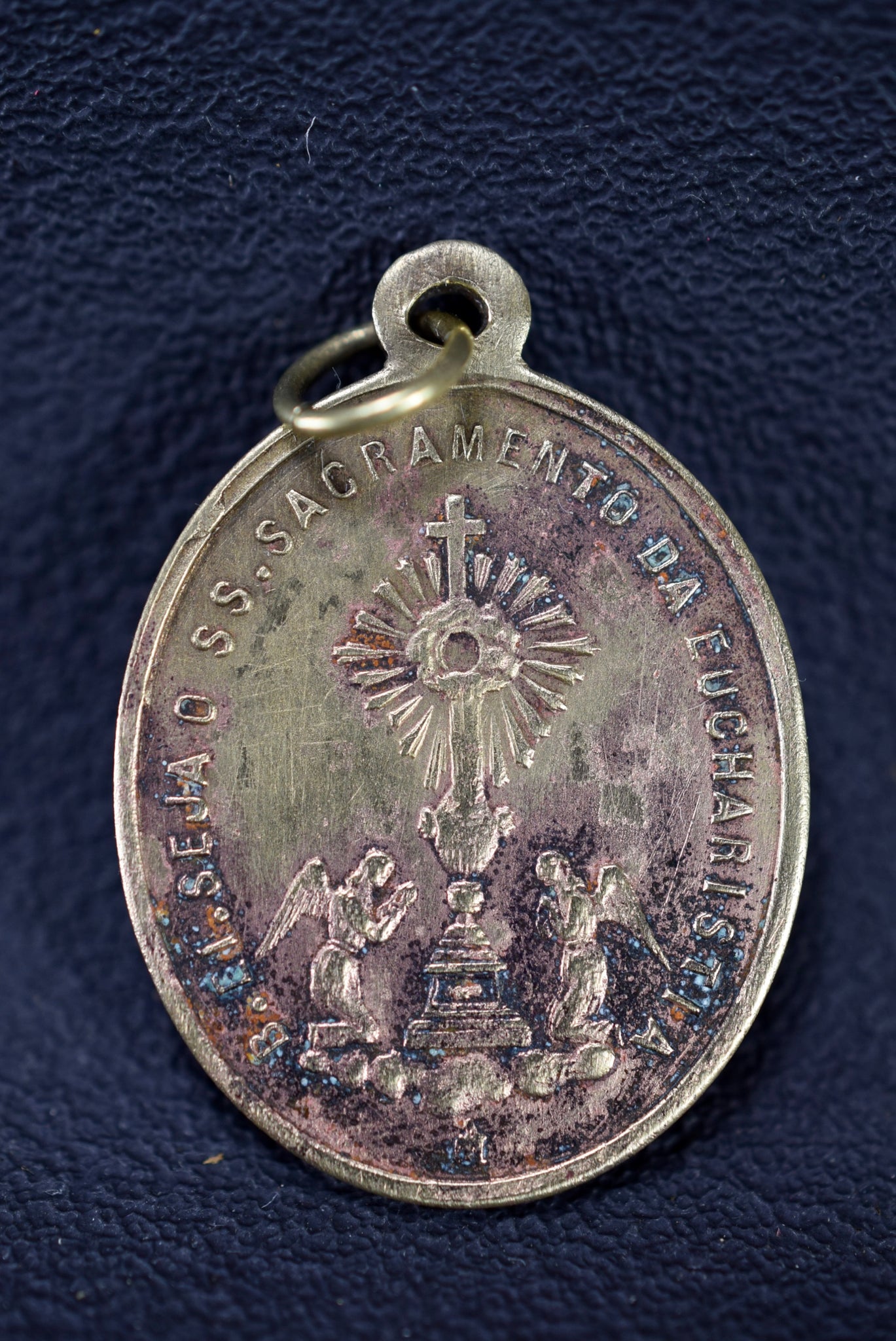 Portuguese Religious Medal Mary sacrament of the eucharist