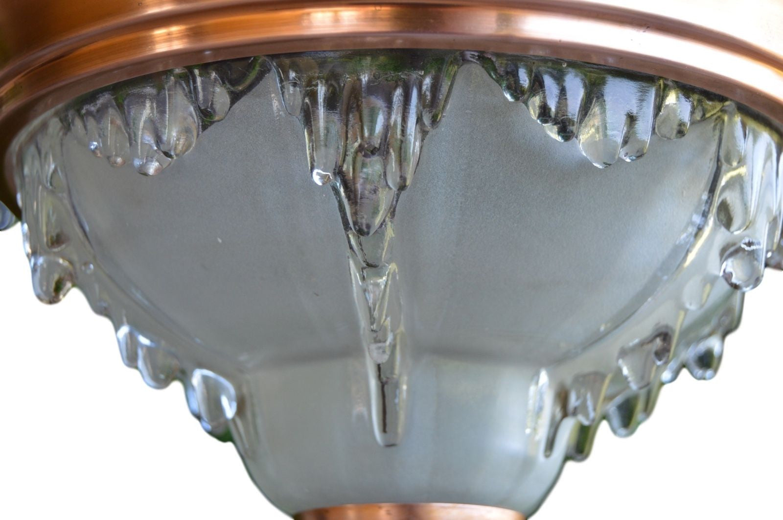 EZAN French Opalescent Glass Art Deco Chandelier Ceiling Lamp Light - Charmantiques