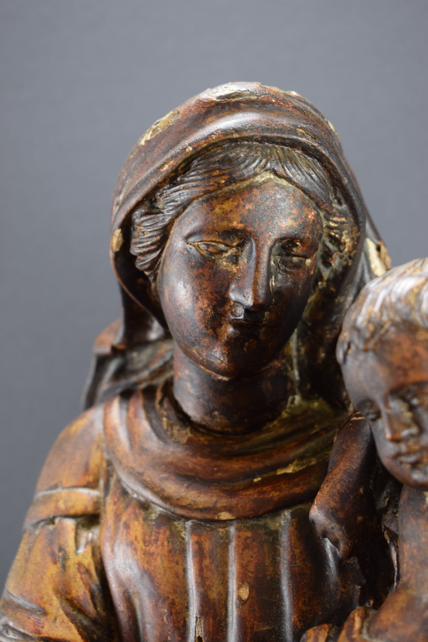 C18th Wooden Sculpture Madonna and Child