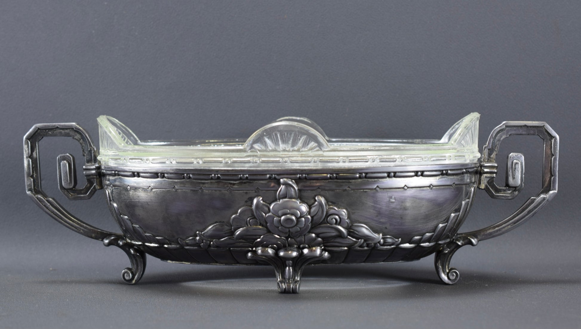  Art Deco Centerpiece Jardiniere With Glass Liner Small Cache Pot Dilecta
