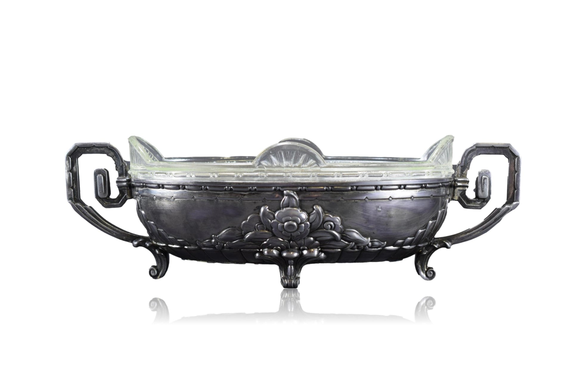 Art Deco Centerpiece Jardiniere With Glass Liner Small Cache Pot Dilecta