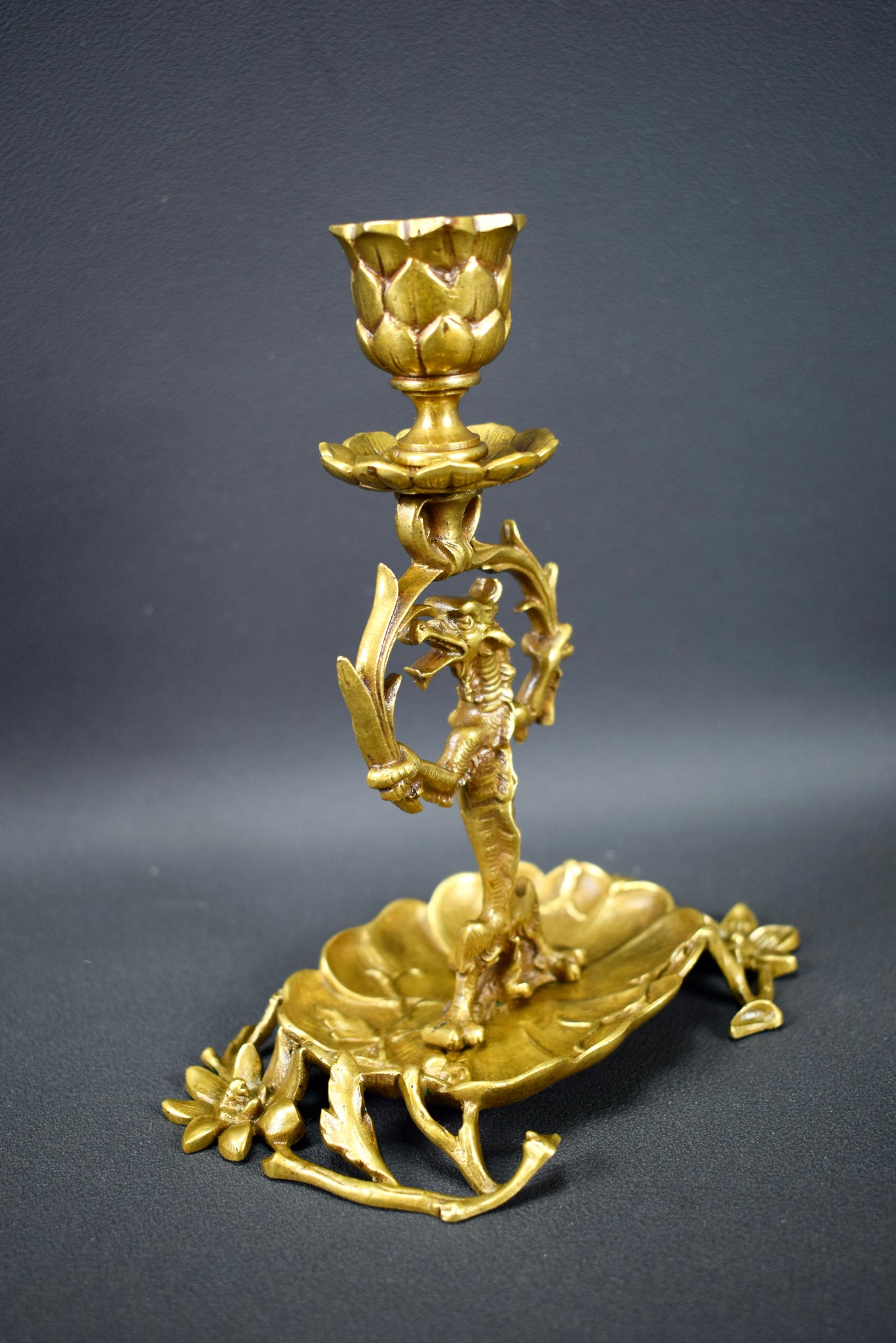 Bronze Candlestick Dragon