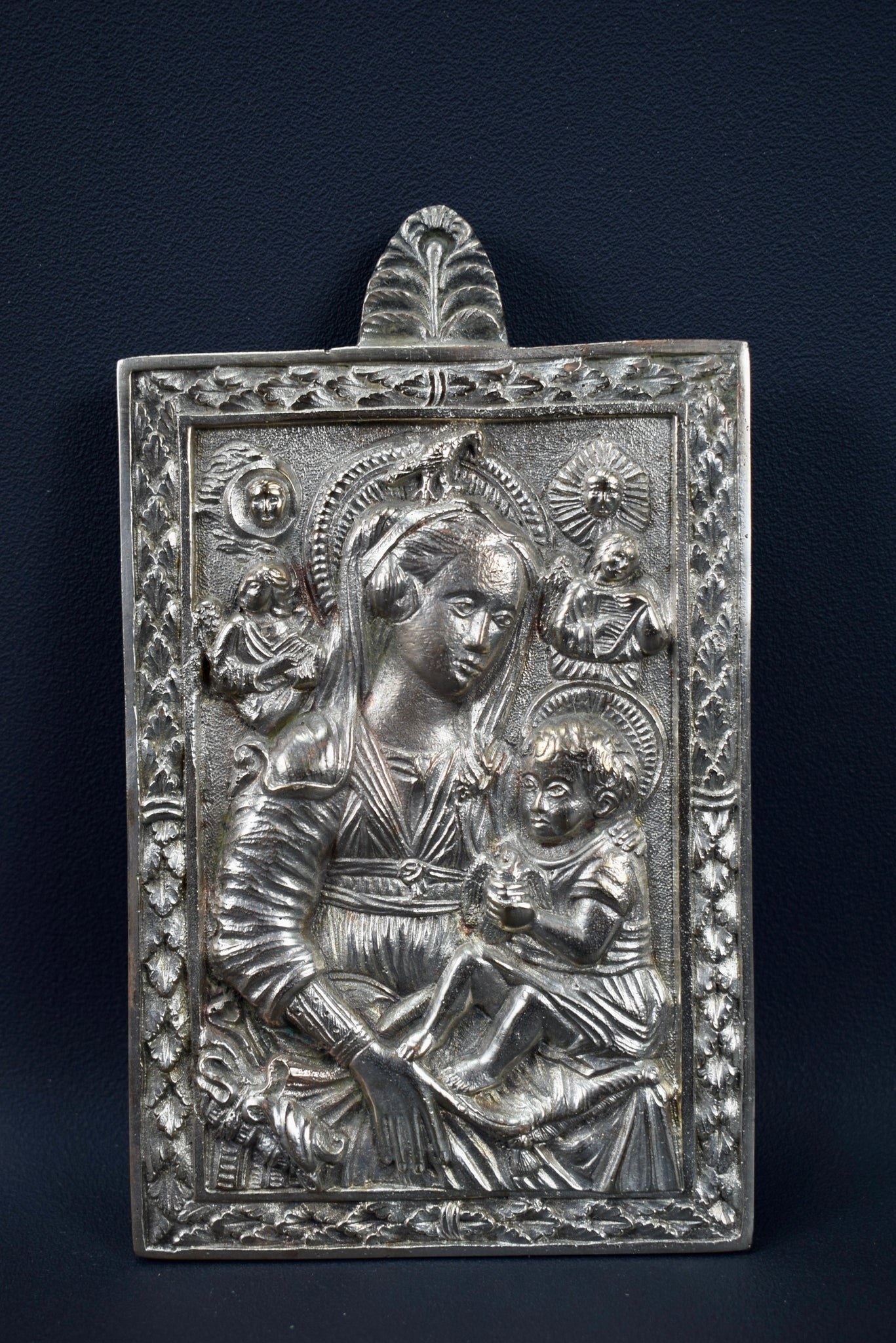 Religious plaque Virgin and Child 19th