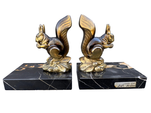 French Art Deco Pair of Bookends of Squirrel