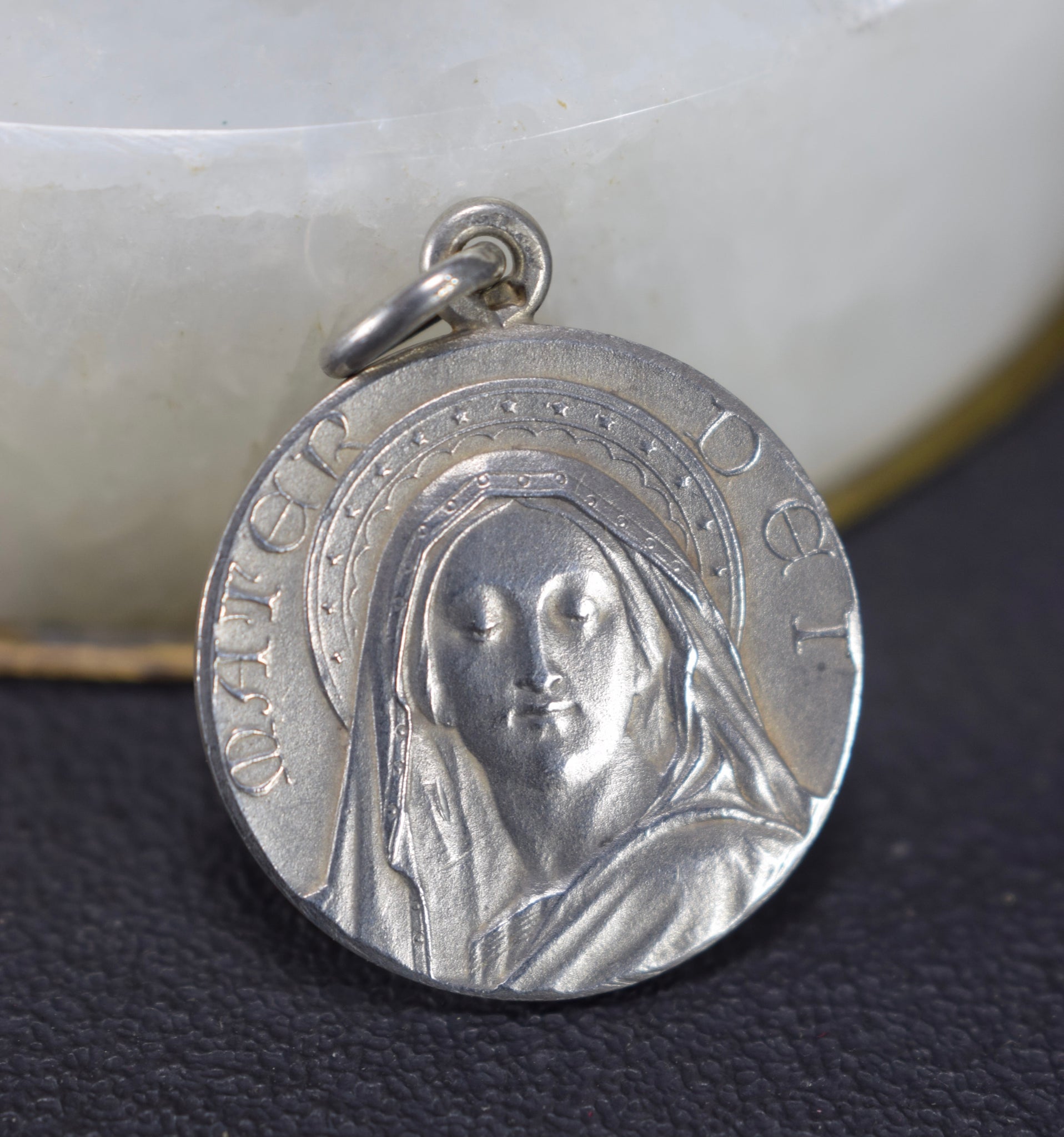 Mother of God Mary Medal Mater Dei Sterling Silver Pendant