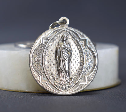Virgin Mary Jesuit Saint Aloysius Gonzaga Pendant by Penin Poncet Vintage Religious Medal