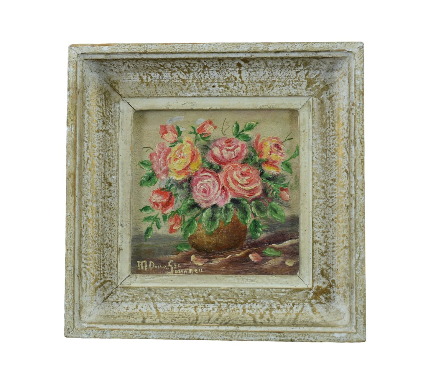 Oil Painting Bunch of Flowers Signed Floral Still Life