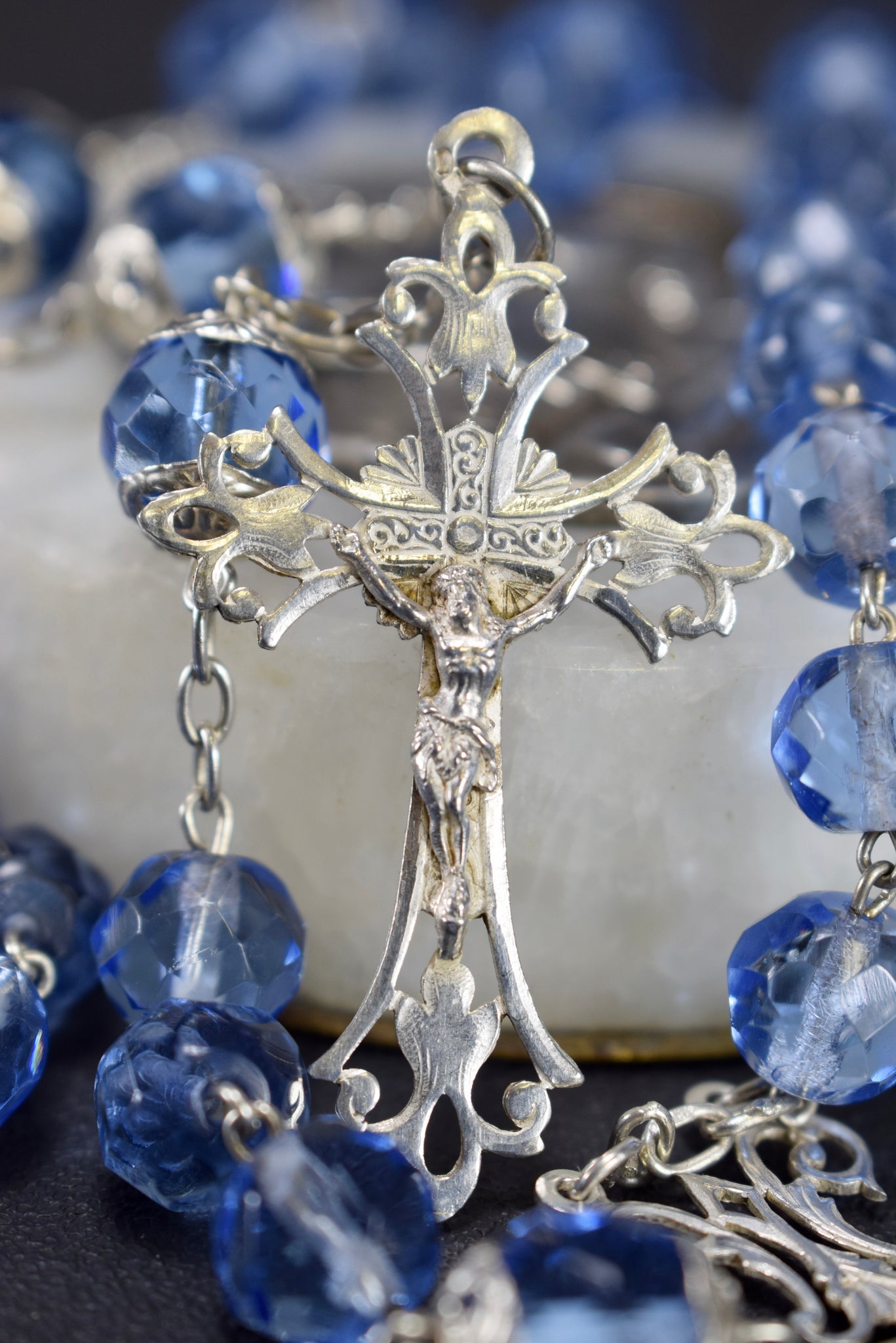 Blue Faceted Rosary