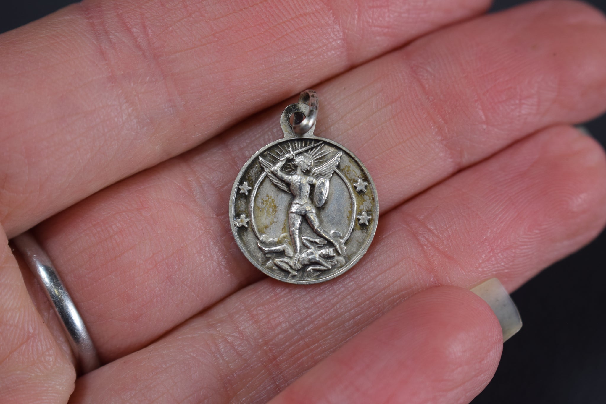 Vintage Saint Michael The Archangel Medal Pendant