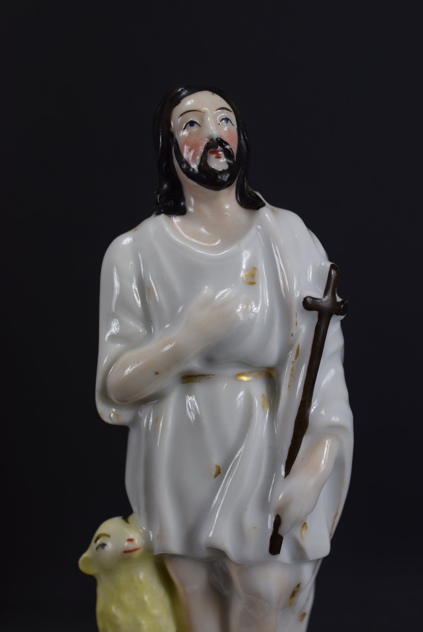 Holy Lamb Jesus Good Shepherd Statue Figurine Porcelain