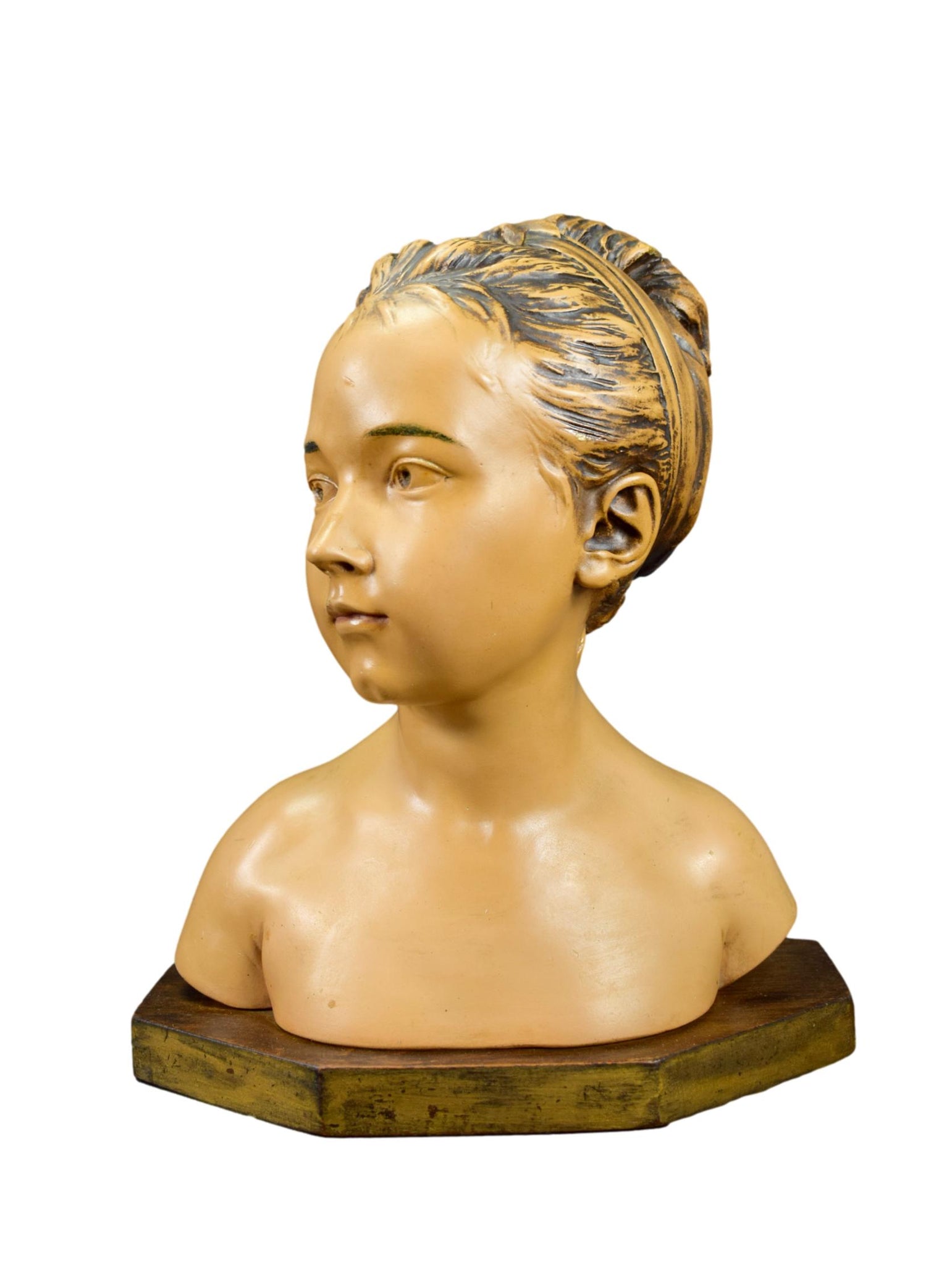 Plaster bust statue young girl