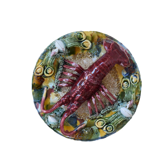 Palissy Majolica Lobster Wall Plate Vintage Portugal