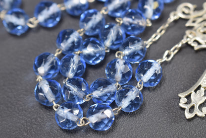 Blue Faceted Rosary