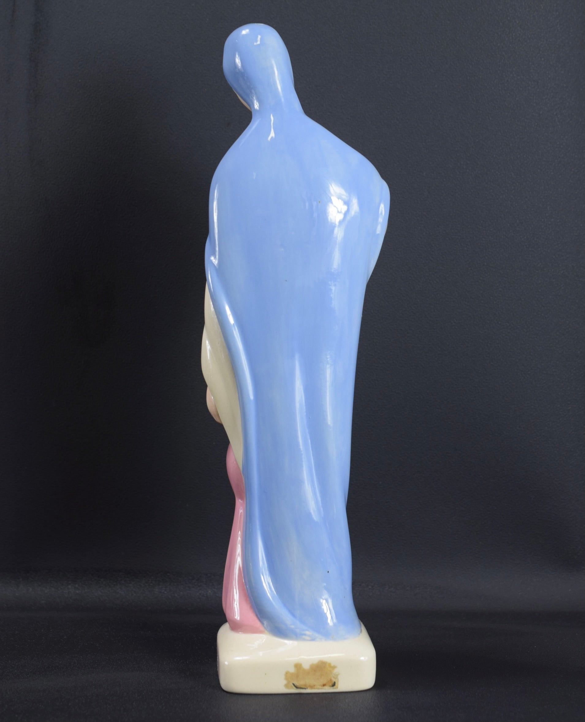 Religious Statue Desvres Virgin Mary and baby retailer Jesus Faience signed w335