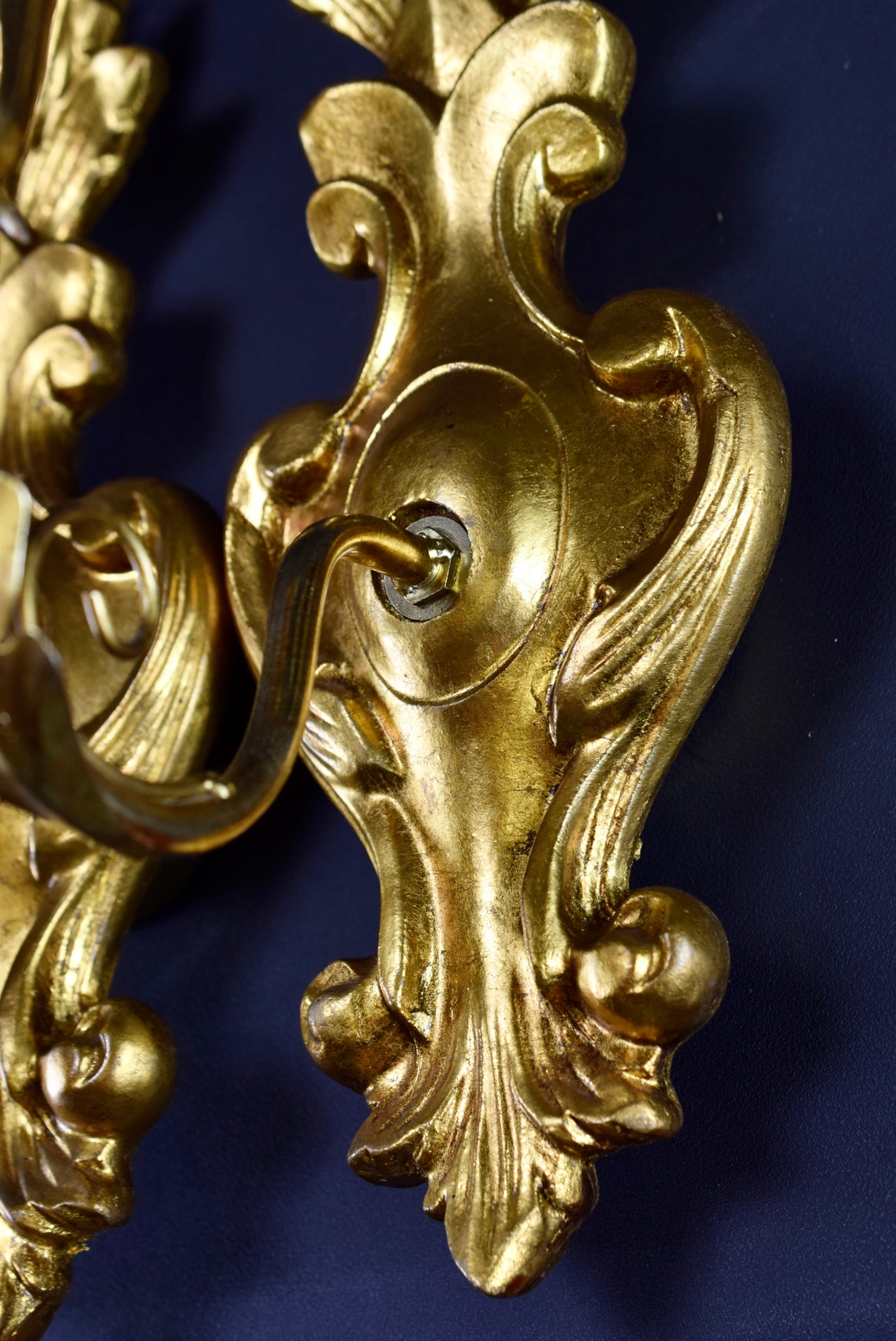 Gilt Wood Pair of Wall Sconces