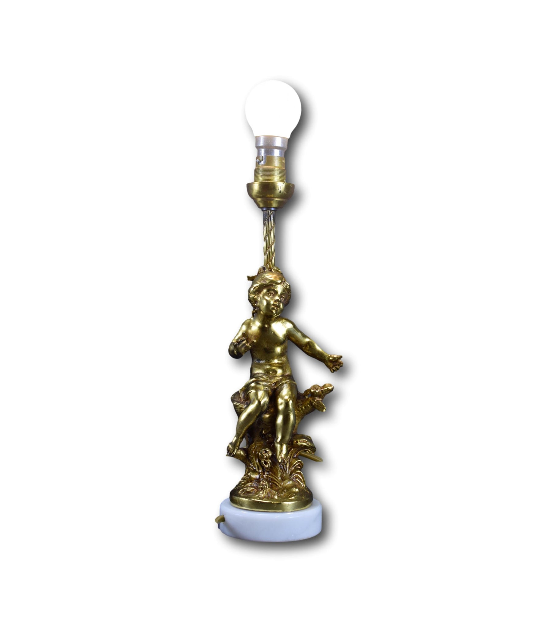 F Moreau Gilt Bronze Table Lamp Young Girl Statue