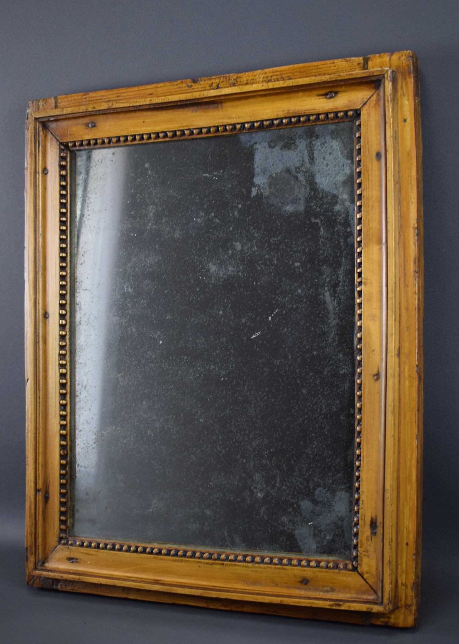 French Antique Louis XVI Hand Carved Wood Mirror 18th