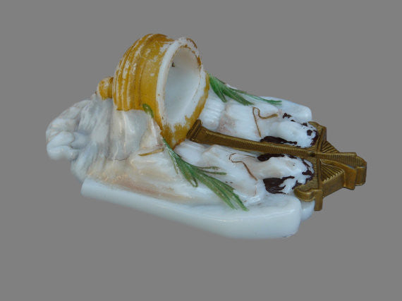 Victorian French Religious Opaline Holy Water Font - Charmantiques