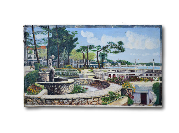 Vintage Signed Oil Painting South of France French Riviera
