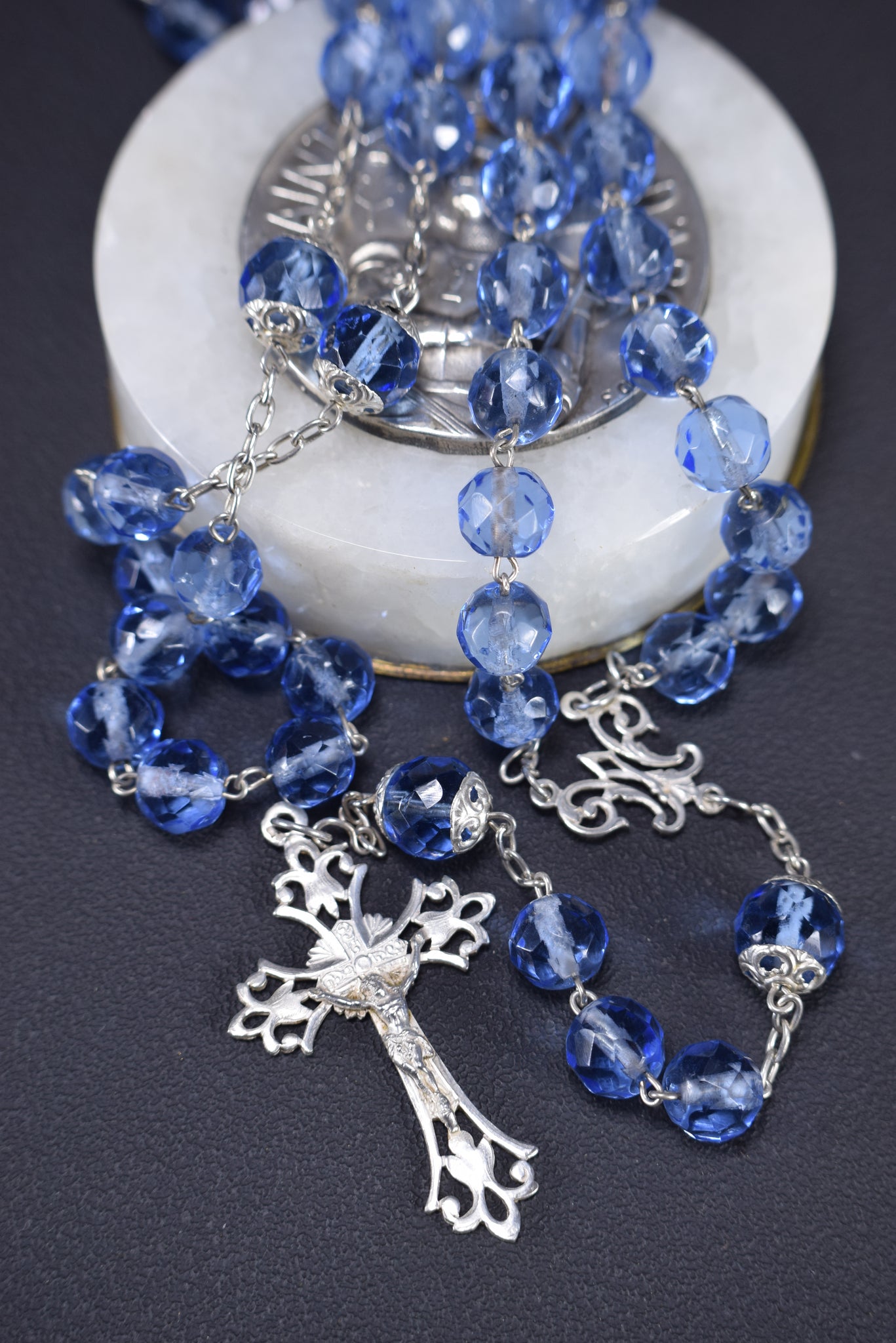 Blue Faceted Rosary