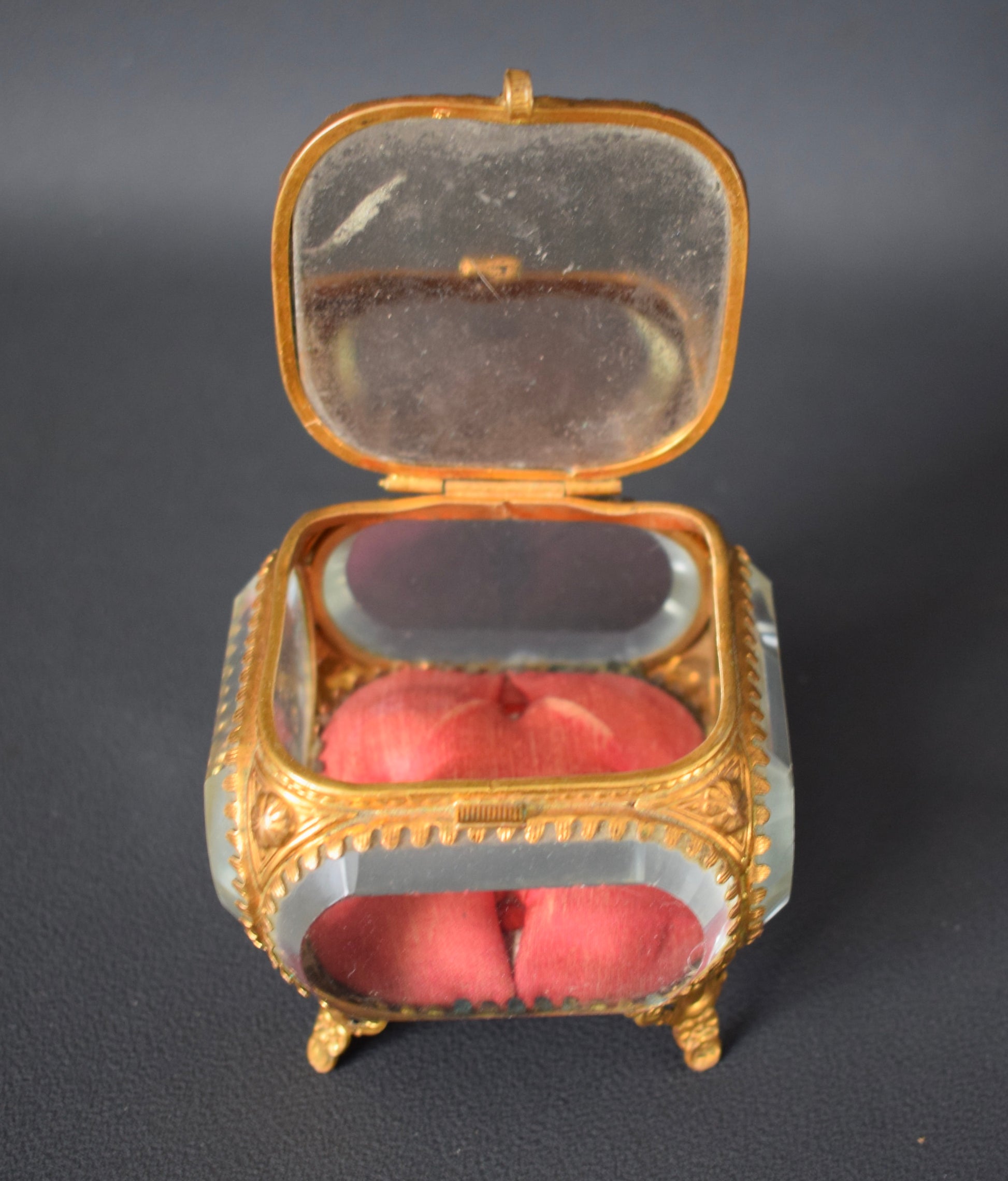 French Antique Ormolu Jewelry Casket Trinket Box Gilt Brass Paris Eiffel Tower - French Box
