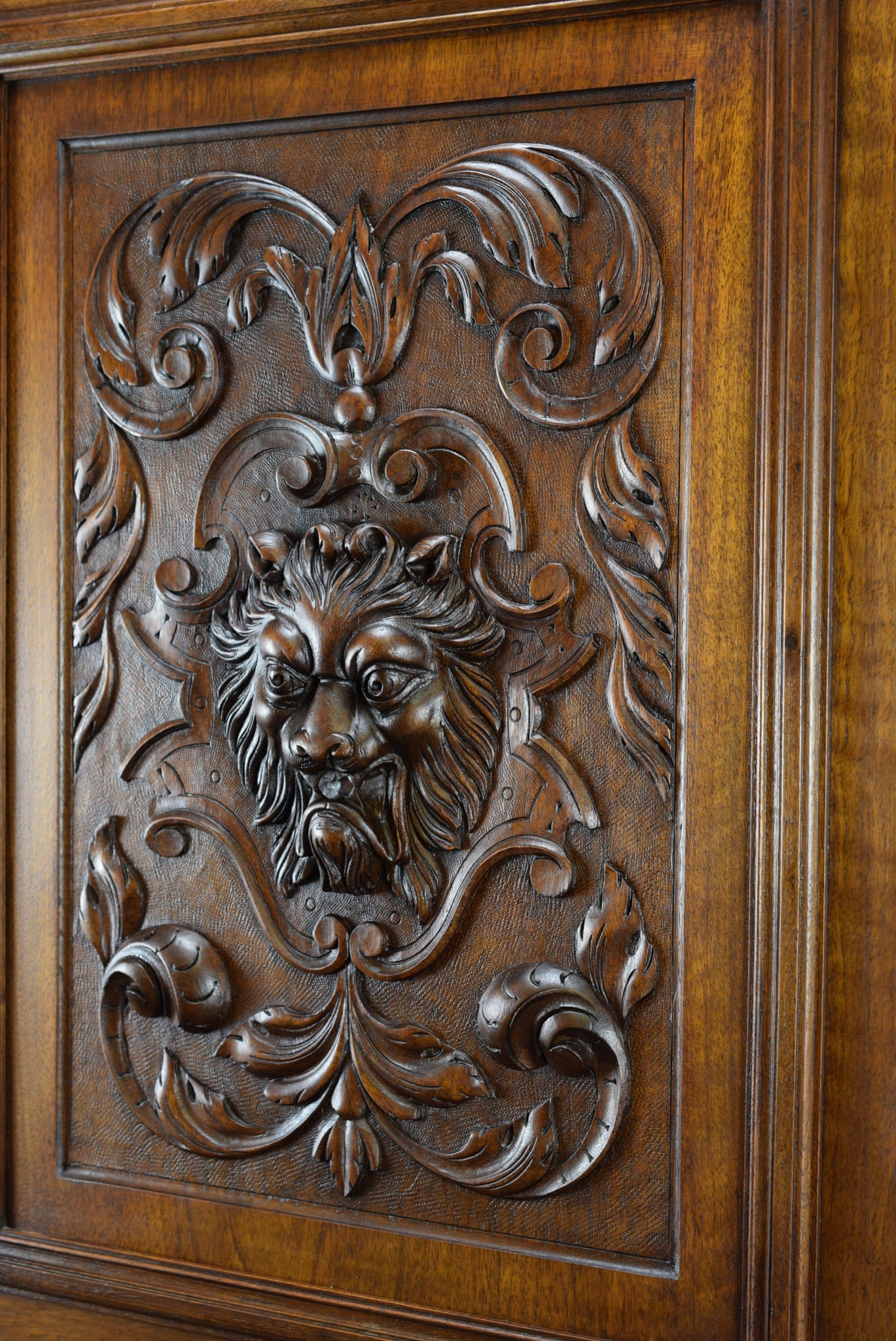Lion Carved Wood Door