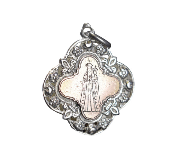 Sterling Silver & Gold Mary Pendant Art Nouveau medal Fourviere