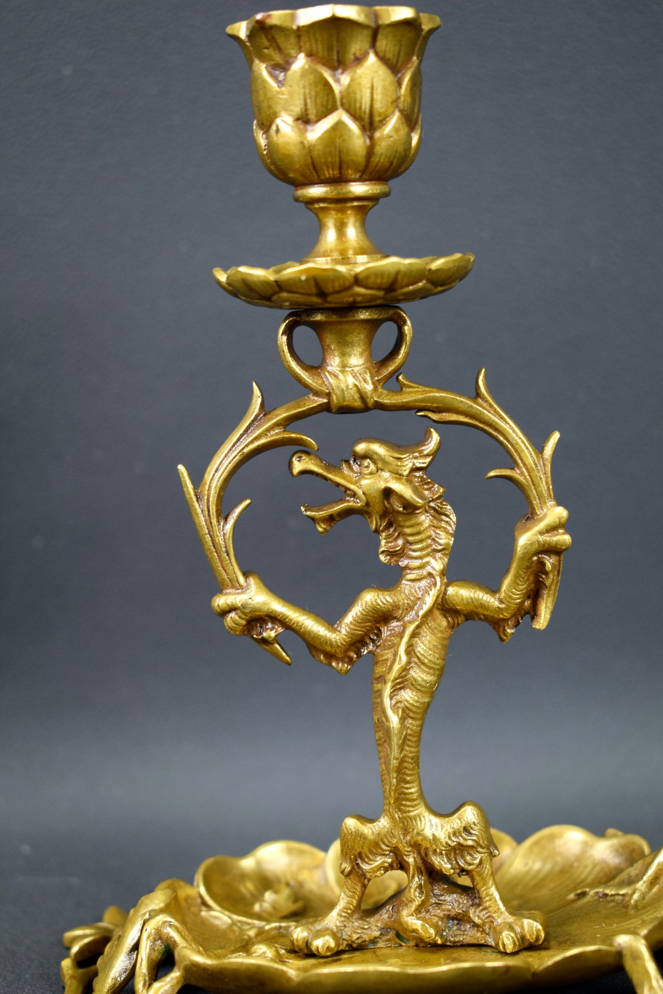 Bronze Candlestick Dragon
