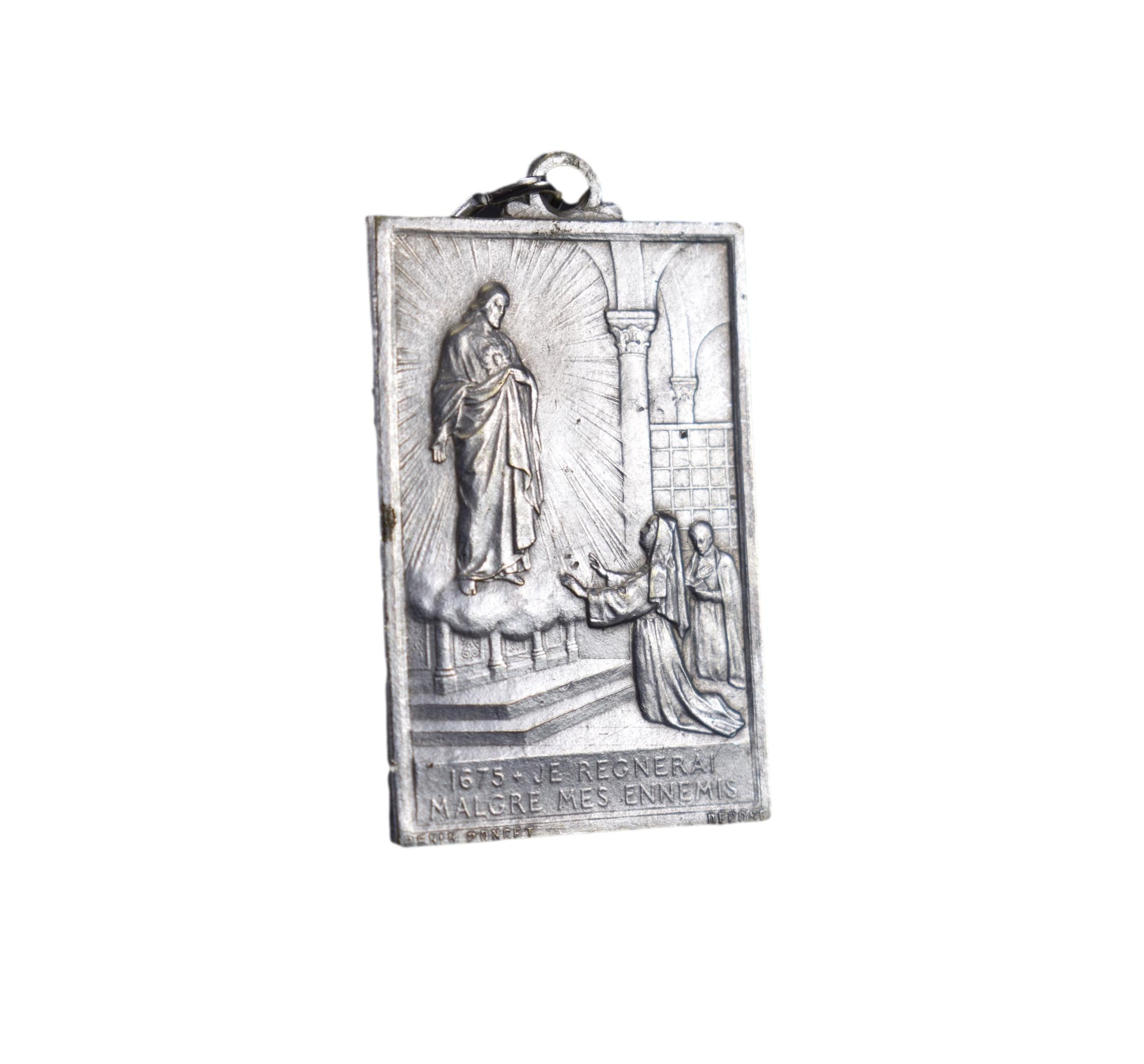 Saint Margaret Mary Alacoque Pendant Sacred Heart of Jesus Christ Medal Party le Monial
