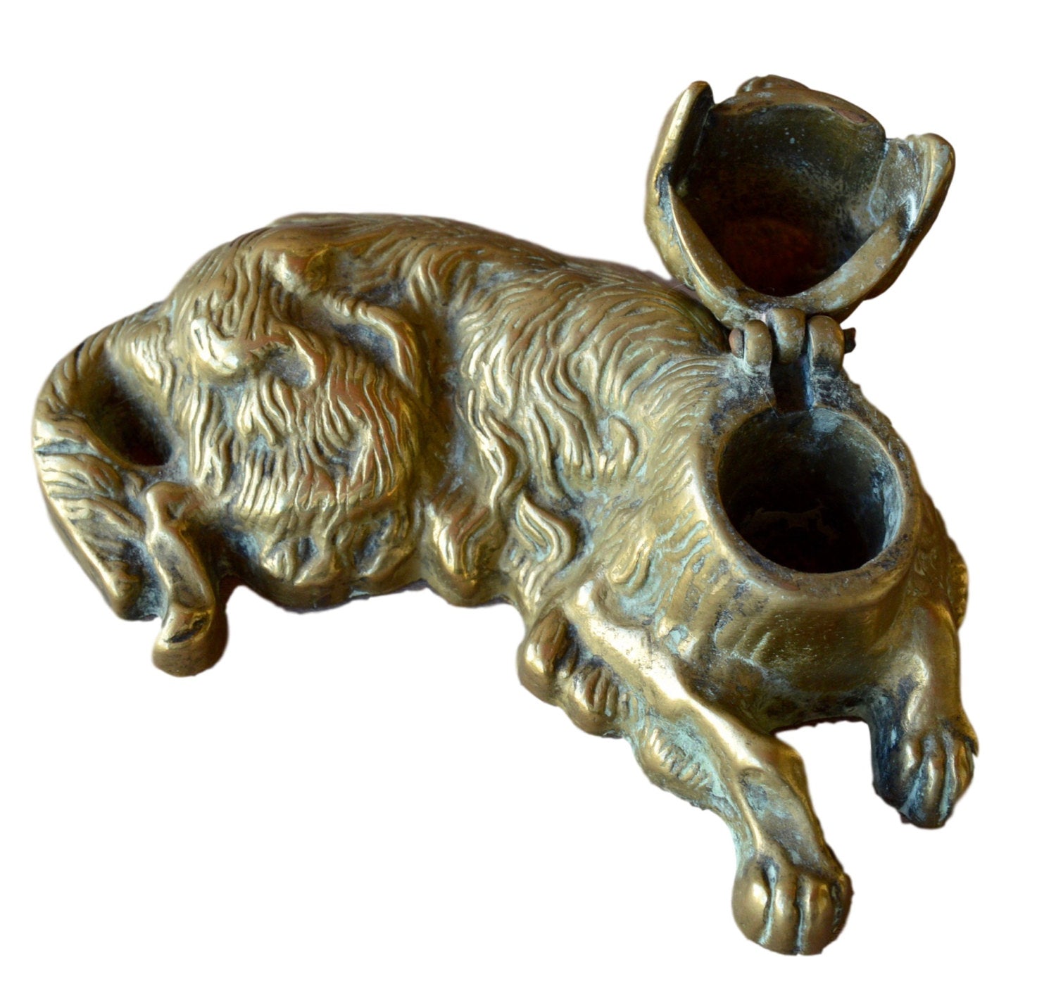 Bronze Dog Inkwell - Charmantiques