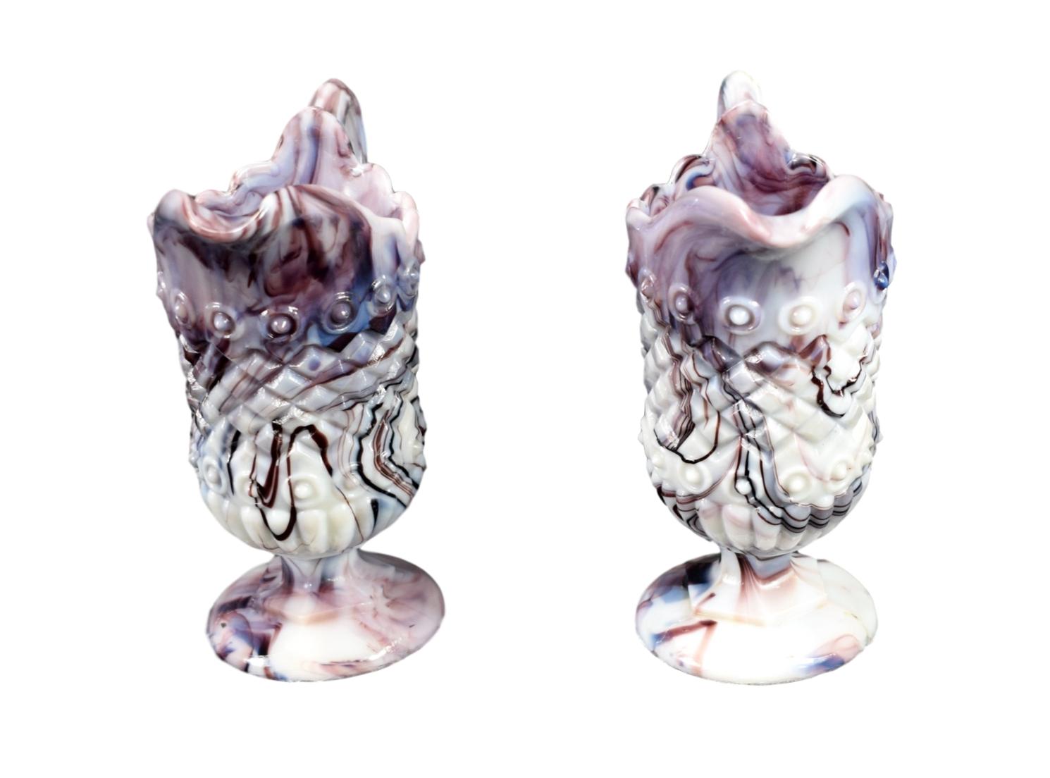 Marbled Purple Opaline Pitchers Cruets - Charmantiques