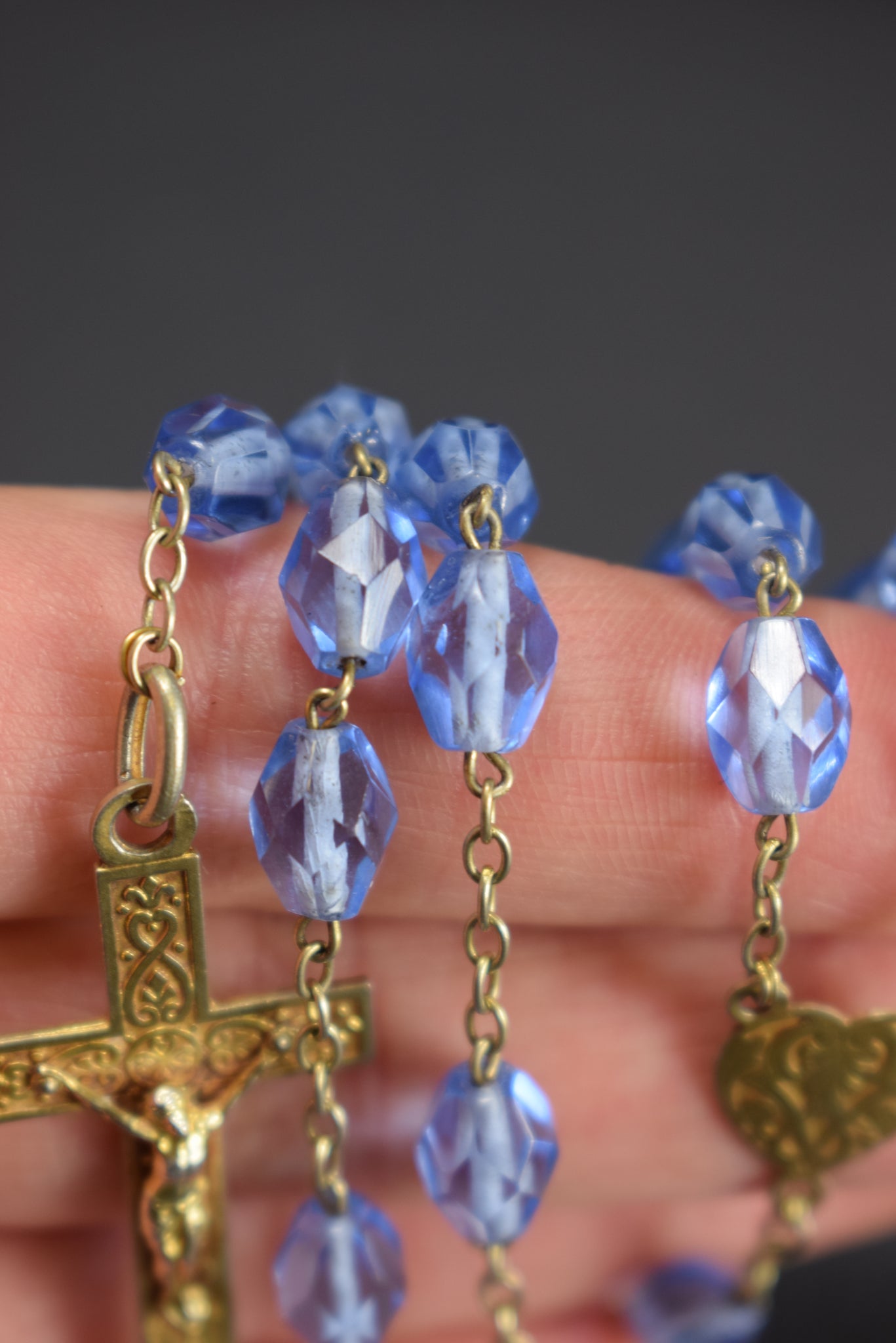 Blue Oval Beads Rosary