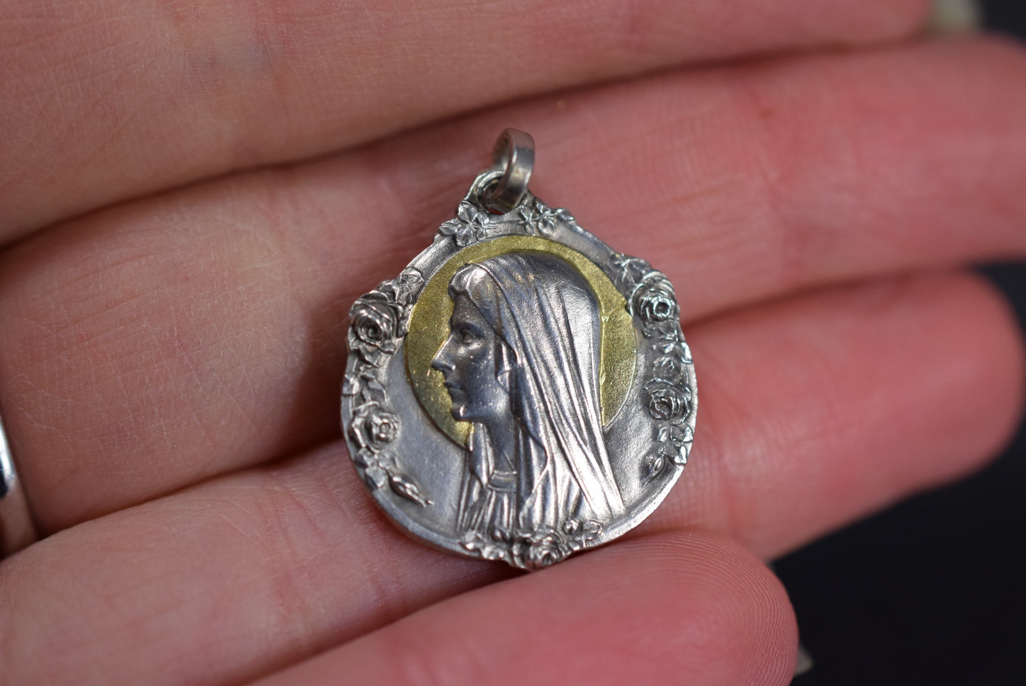 Gold and Silver Lourdes Medal Pendant