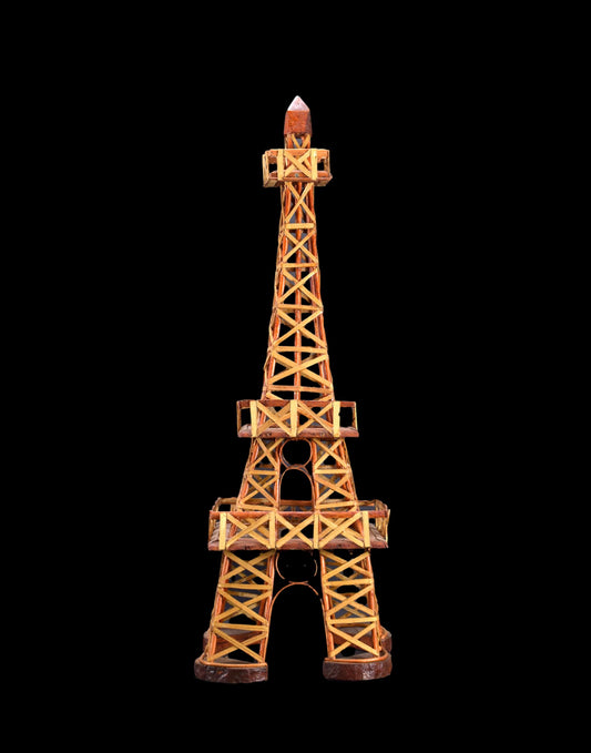 Eiffel Tower Wood Figurine, Souvenir Building Architectural Model, Parisian Landmark, Vintage Eiffel Tower Sculpture Handmade