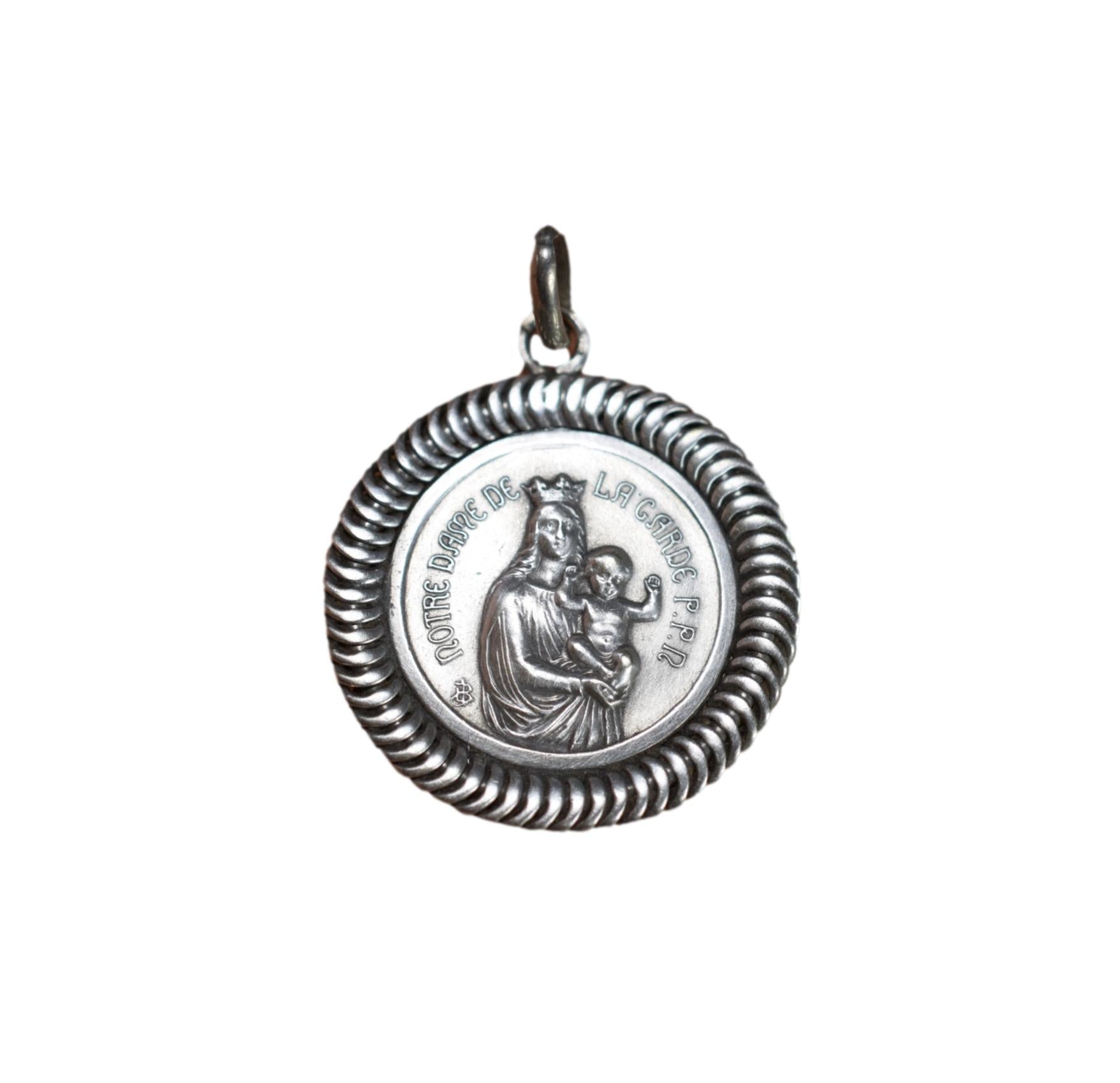 Our Lady of the Guard & Baby Jesus Medal Pendant Sterling Silver