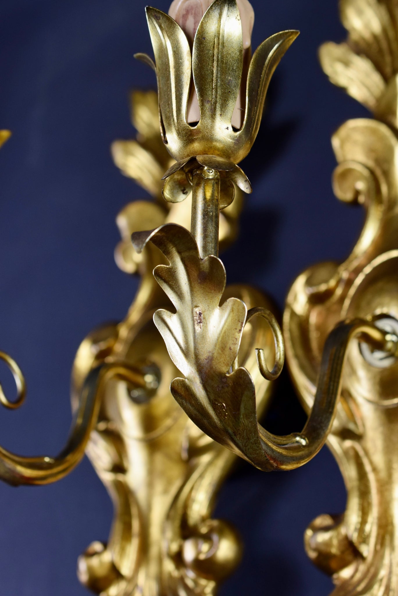 Gilt Wood Pair of Wall Sconces