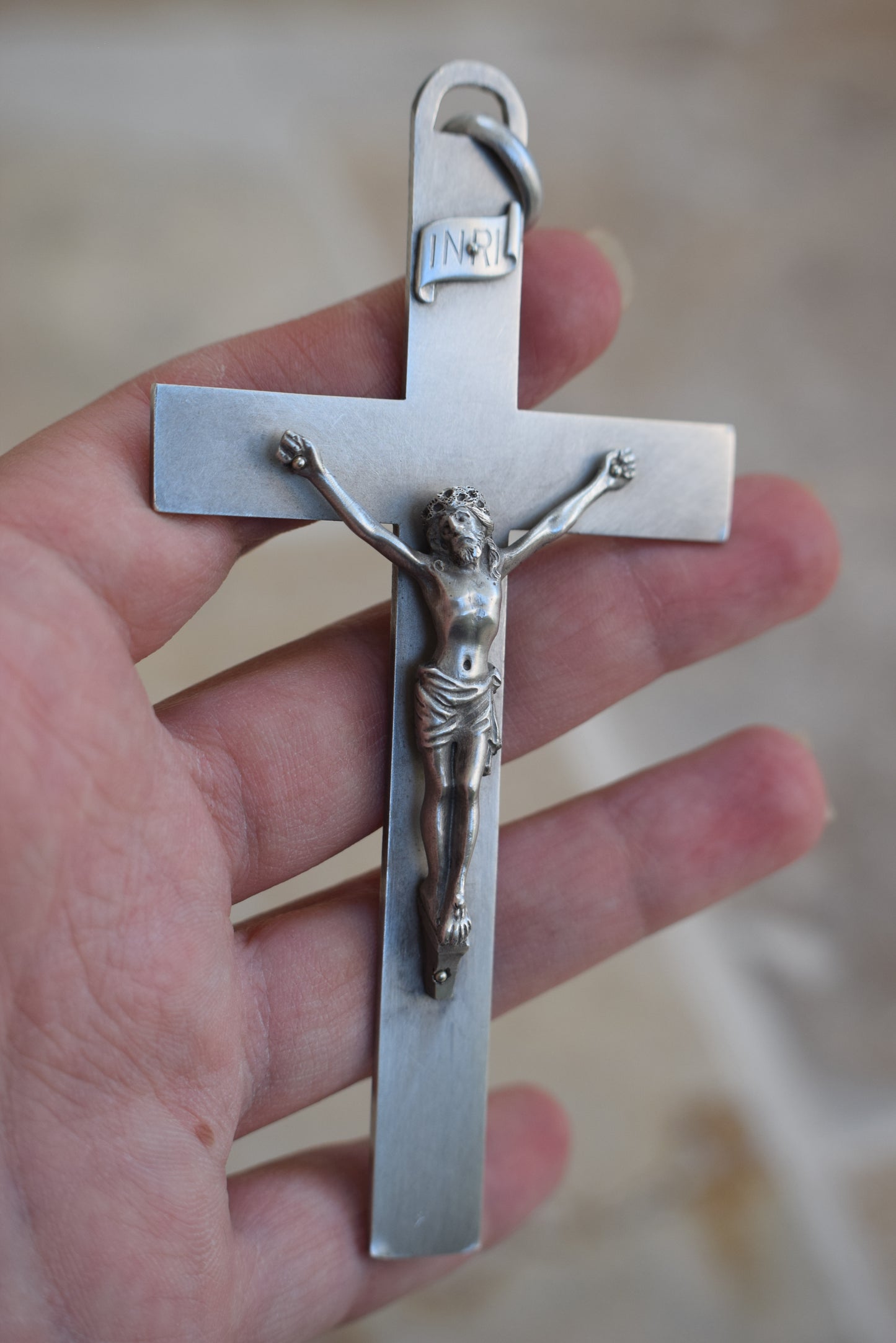 Grand Crucifix En Argent