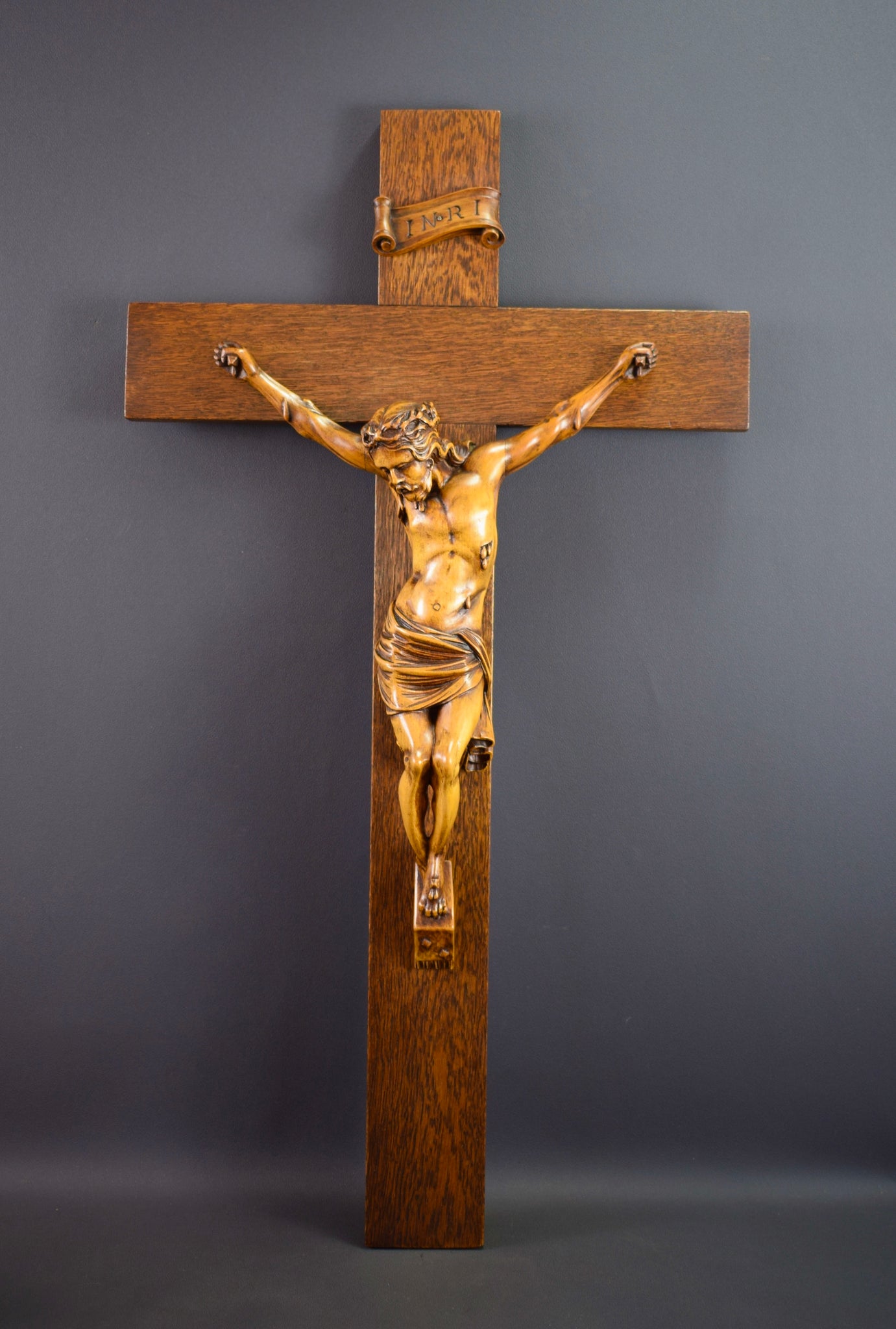 28" Carved Wood Crucifix
