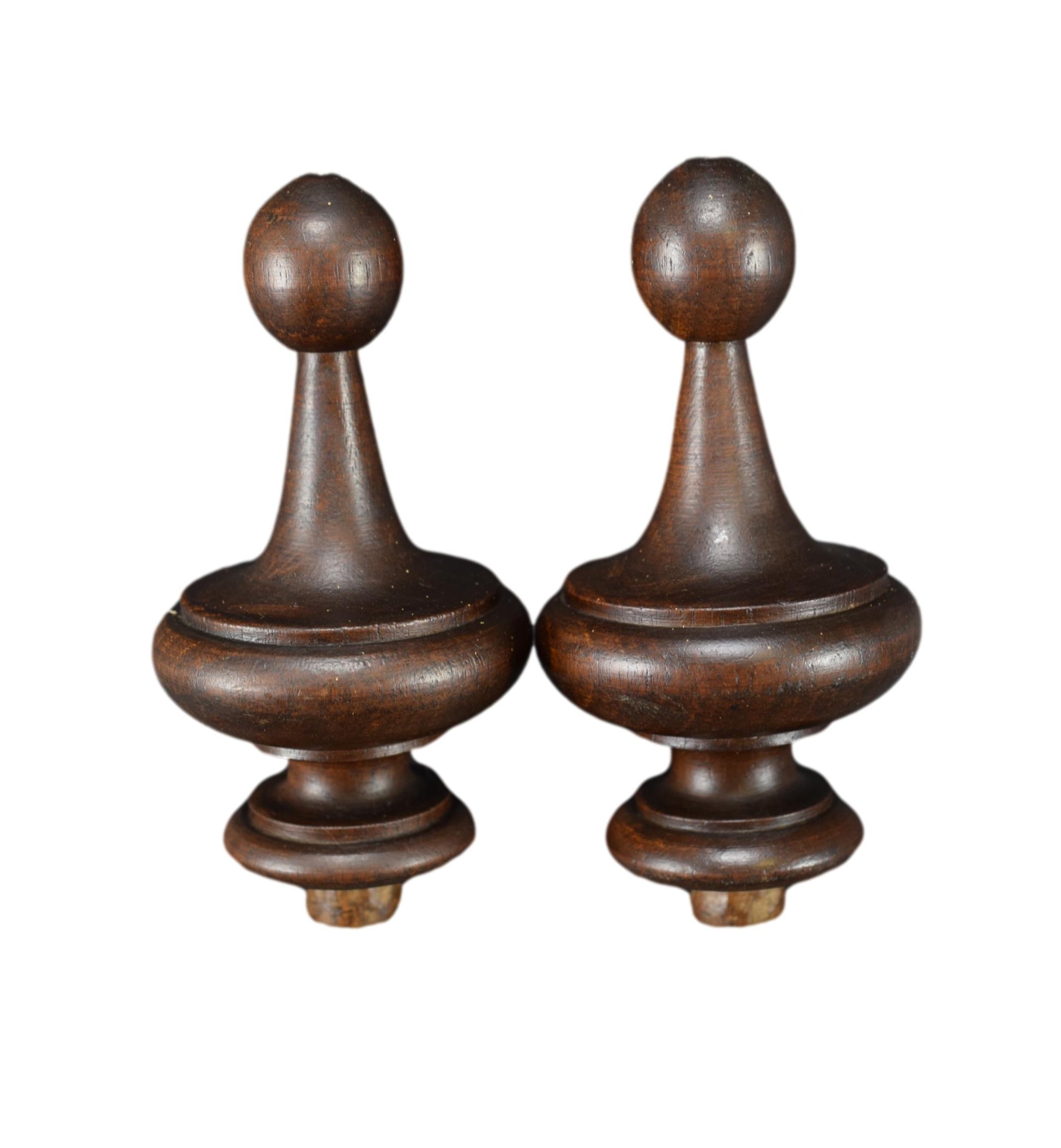Vintage Pair of Wood Curtain Rod Bed Finials Salvaged Upcycled