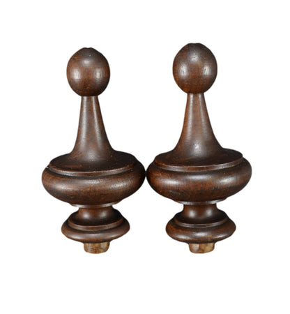 Vintage Pair of Wood Curtain Rod Bed Finials Salvaged Upcycled