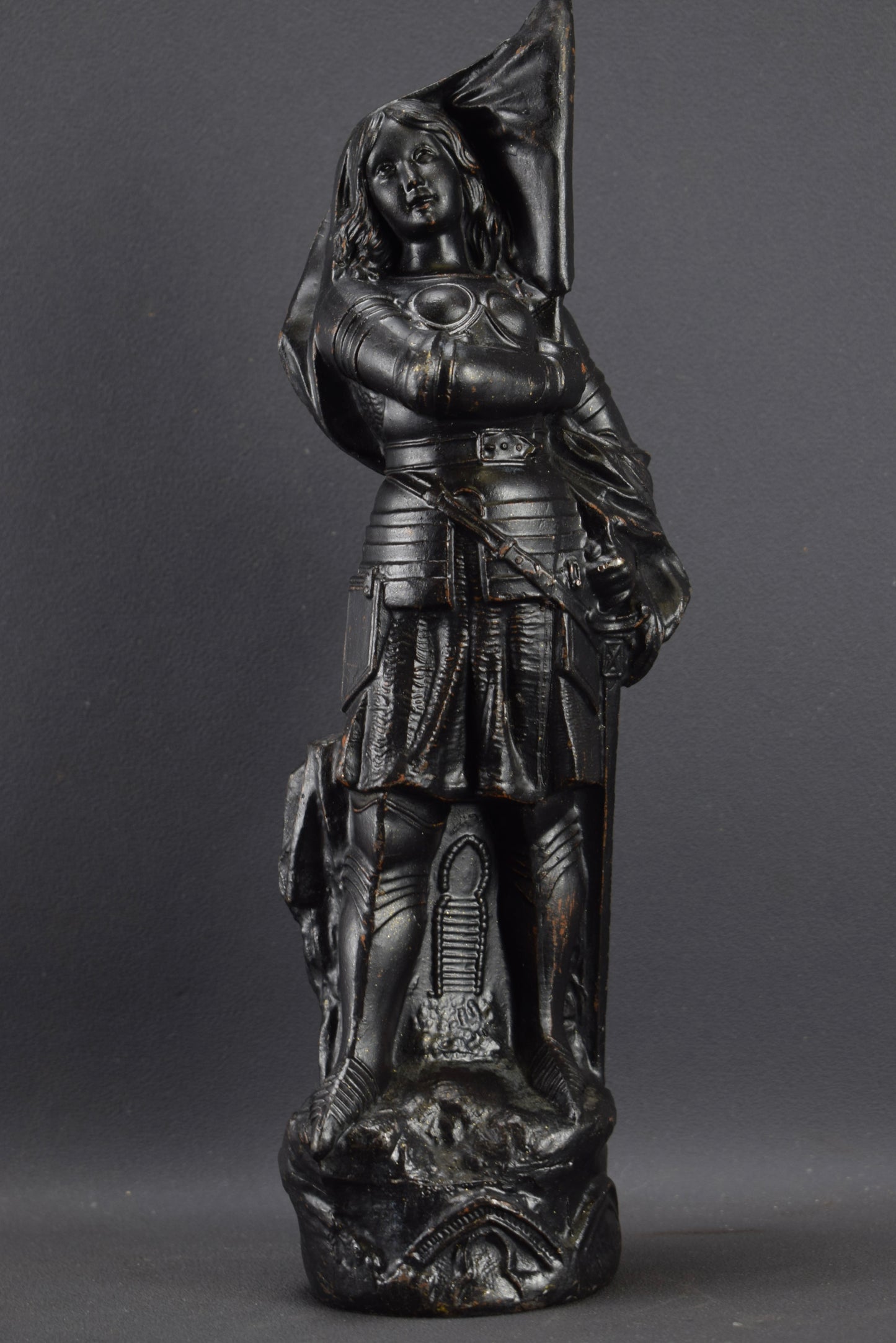 Saint Joan of Arc Statue, Religious Figurine, Saint Sculpture Signed