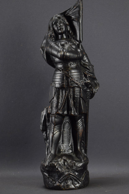 Saint Joan of Arc Statue, Religious Figurine, Saint Sculpture Signed