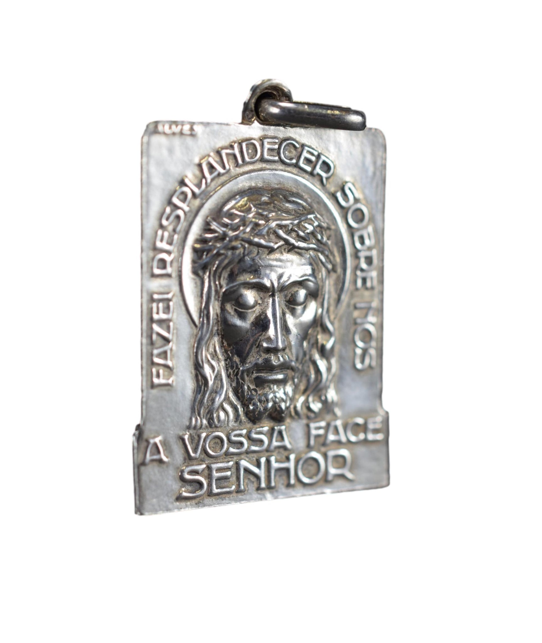 Modernist Holy Face of Jesus Christ Medal Sterling Silver Alves